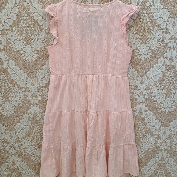 Upcycled Strawberry Shortcake Pink Ruffle Dress POCKETS Size Large NWT - Picture 6 of 8